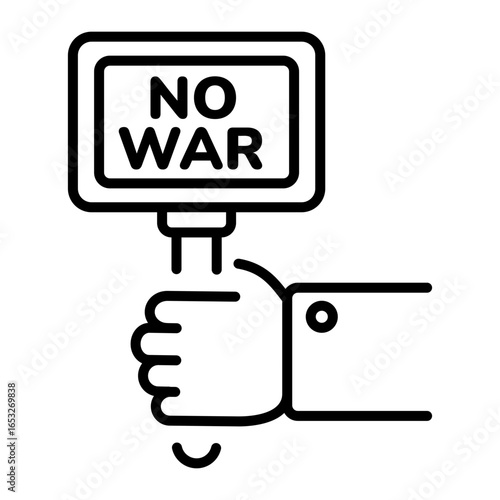 An outline icon of no war anti conflict