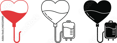 Blood donation vector art heart shape bag medical illustration