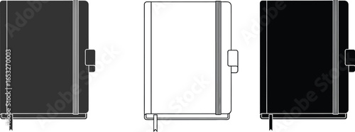 Black notebook vector illustration for graphic designers