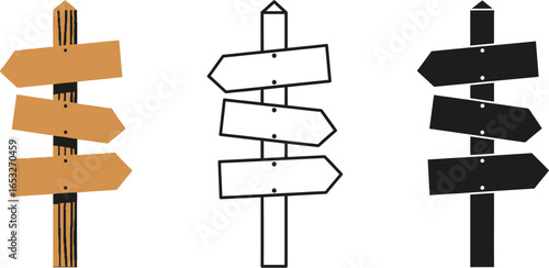 Wooden signpost vector illustration direction sign design