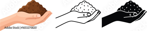 Soil in hand vector illustration earth day gardening concept