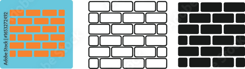 Brick wall vector illustration construction material set