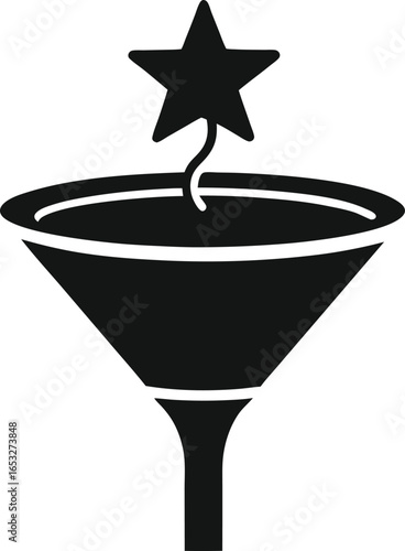 Funnel with a star on top isolated on white background