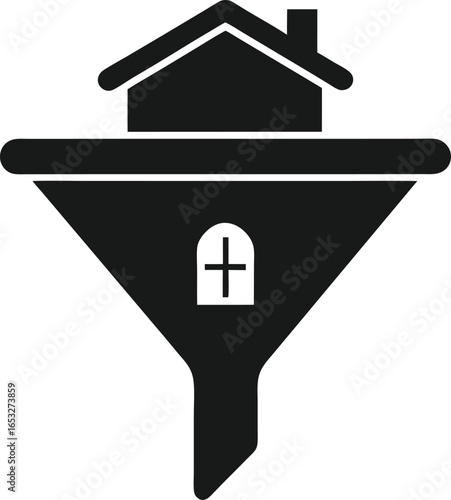 House funnel icon isolated on white background