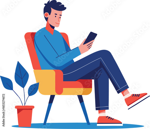 Man scrolling mobile phone