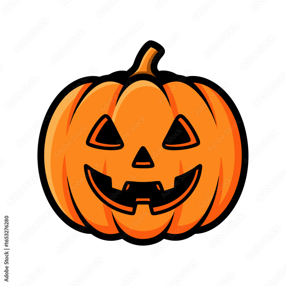 Fototapeta premium Cartoon vector illustration of traditional halloween jack-o-lantern pumpkin isolated on white background