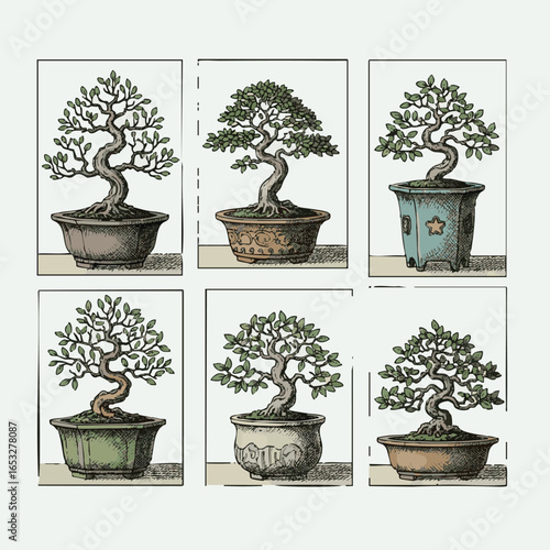isolated need small bonsai plants growing in pots victor art
