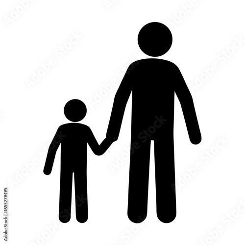 Silhouette of parent and child holding hands representing family connection