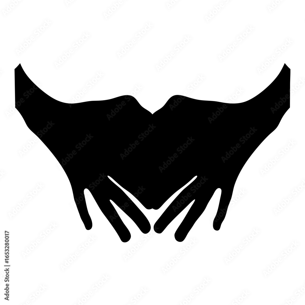 Obraz premium Two Hands Silhouette Forming Shape, Showing Care, Protection, and Support Icon