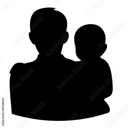 Silhouette of father holding his baby symbolizing parental love and care