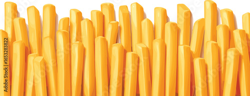 Crispy golden french fries vector illustration, deep fried potato sticks, fast food snack, realistic fried potato design, isolated on white background