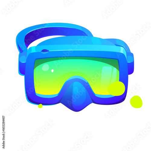 Dive into Adventure Vibrant Blue Diving Mask Illustration
