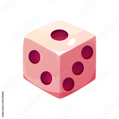 Single 3D Die Cube Isolated on White Background A Symbol of Chance and Gambling