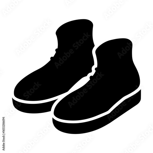 Stylized silhouette of a pair of trendy ankle boots with laces