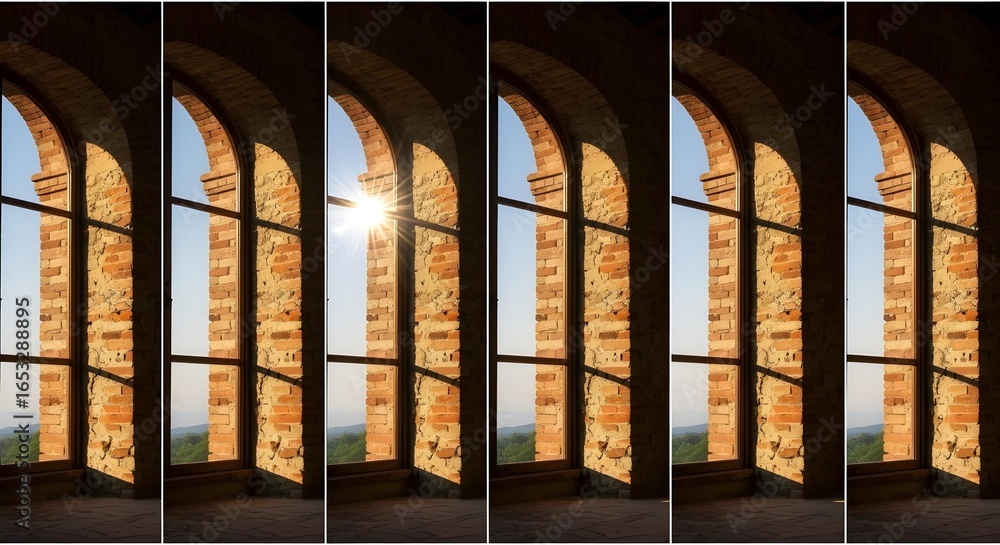 Naklejka premium Time lapse of sunlight moving across a wall through a window to indicate time