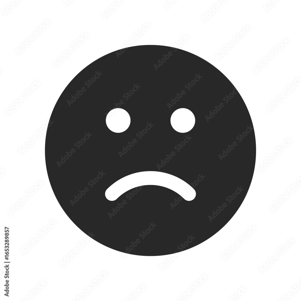 Fototapeta premium Sad, unhappy face emoji flat icon on white background. Vector illustration