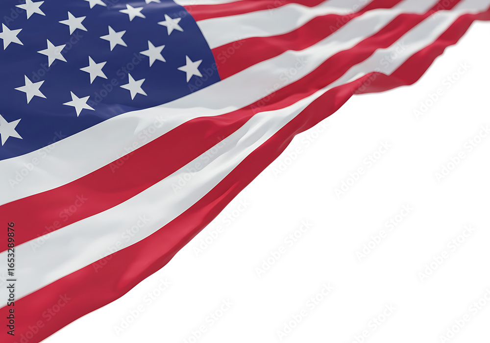 Obraz premium Waving American flag stars and stripes white