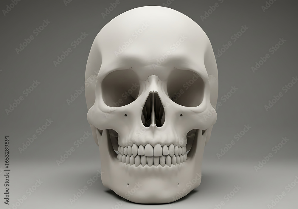 Fototapeta premium White human skull frontal view bone anatomy