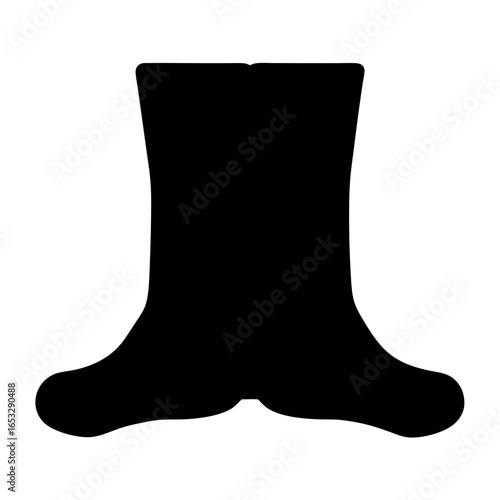 Stylized black silhouette representation of two feet and lower legs together