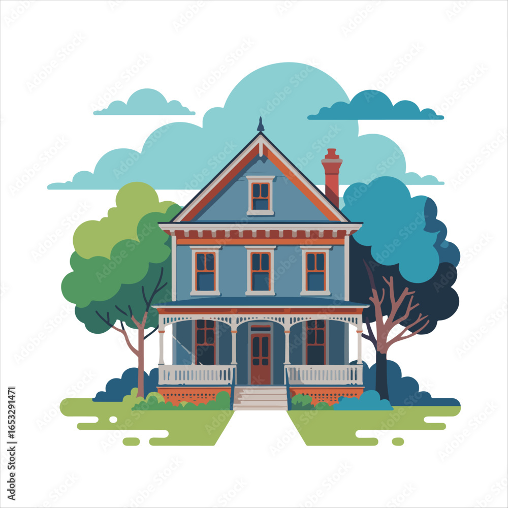 Naklejka premium illustration of a house with a tree