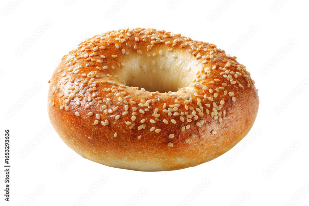A top-down view of a whole bagel with a golden-brown crust isolated on a transparent background in PNG format. A top-down view of a whole bagel with a golden-brown crust isolated on a transparent background in PNG format.