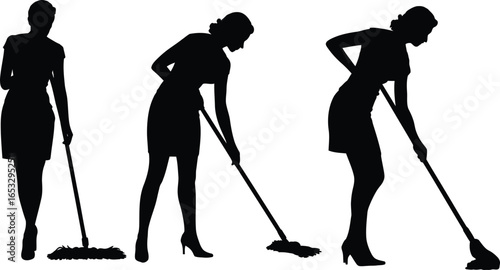 Women Cleaning Silhouettes