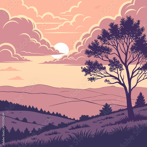 sunset in the mountains