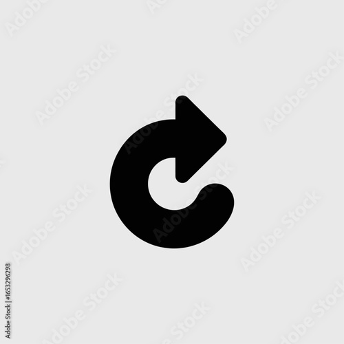 Free Download Minimalist, stylized, solid glyph style logo of a fat, curving arrow, like a 'reply' icon, in vector format. minimal logo mark, black on a white background - GFXLoad