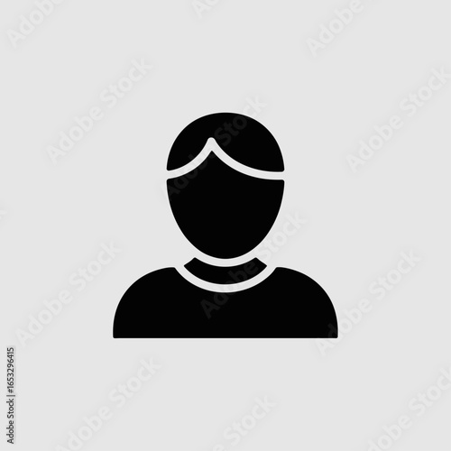 Minimalist, solid glyph style emoji depicting the head and shoulders of a person, in vector format. minimal logo mark, black on a white background
