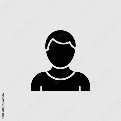Minimalist, solid glyph style emoji depicting the head and shoulders of a person, in vector format. minimal logo mark, black on a white background