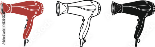 Hair dryer illustration set beauty salon equipment vector