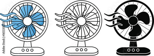 Illustration of electric fan types for cooling and ventilation