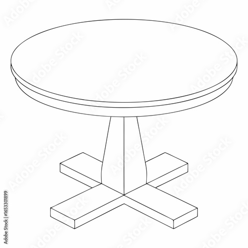 Vector illustration of a round dining table design suitable for family gatherings and interior decor
