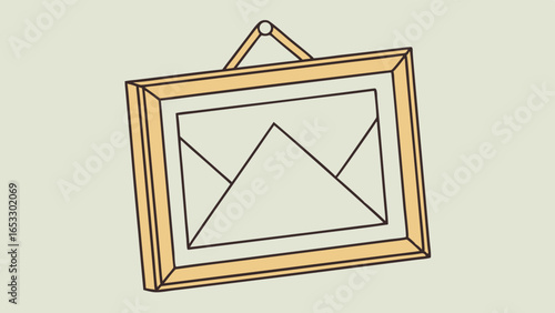 Vector illustration of a wooden picture frame with an empty space for artwork or photos, ideal for decor