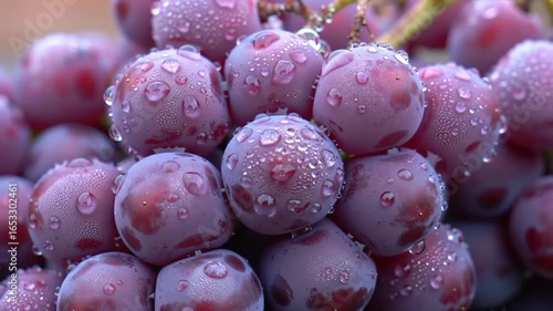 Close-up of glistening purple grapes