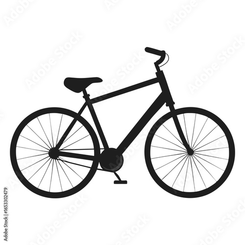 Black bicycle silhouette with spoked wheels and saddle bike transportation