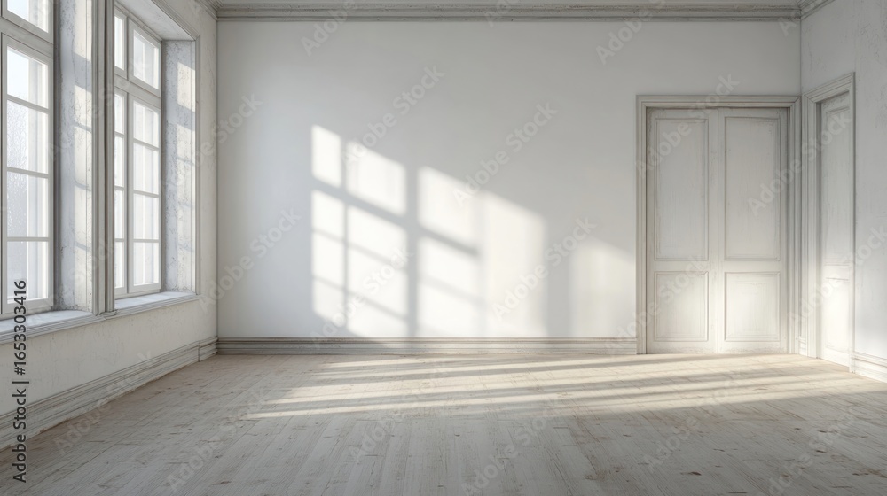 Open space office interior with a blank white wall for mockup template. Open space office interior with a blank white wall for mockup template.