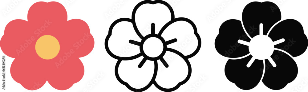 Obraz premium Vector flower icons set blossom design floral illustration