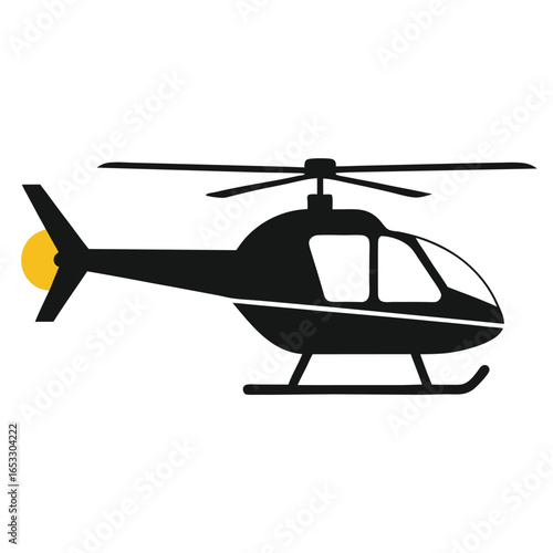 Black helicopter with yellow tail rotor aviation aircraft