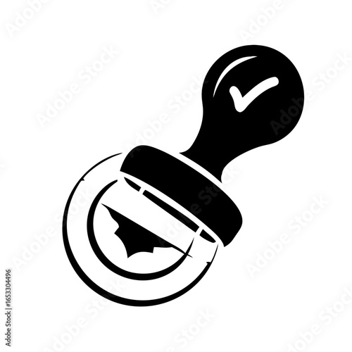 Vector art of rubber stamp with check mark  icon