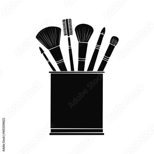 Black makeup brushes in a holder beauty tools cosmetic brushes