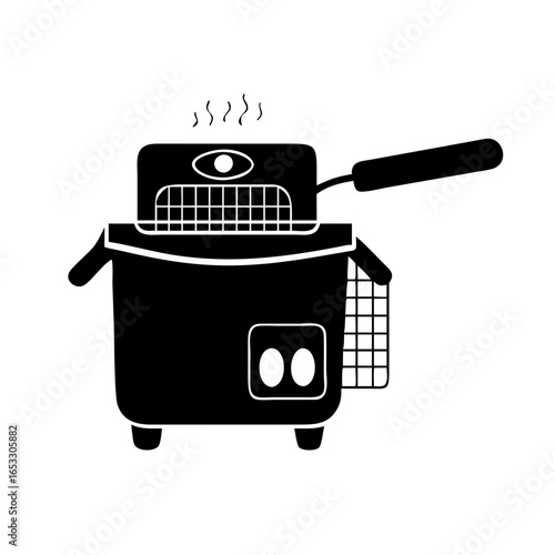 Vector art of deep fryer with steam coming out icon