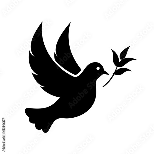 Vector art of dove with olive branch symbol of peace  icon
