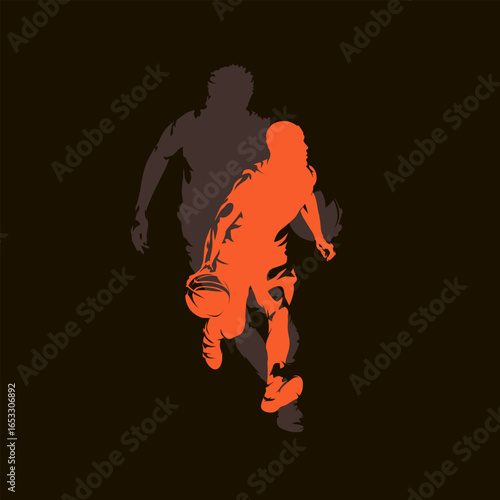 Basketball; group of basketball players; set of vector silhouettes. High contrast illustrations