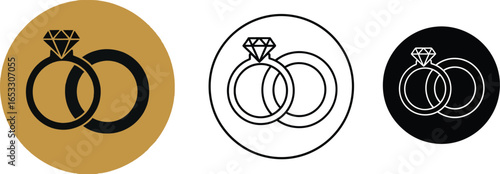 Wedding rings vector gold black white marriage engagement