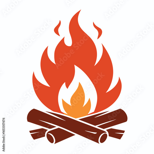 Burning logs and flames campfire fire
