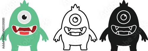 Cute one eyed monster vector illustration design template