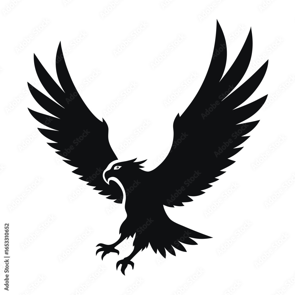 Obraz premium Majestic black eagle with spread wings and sharp talons bird flying