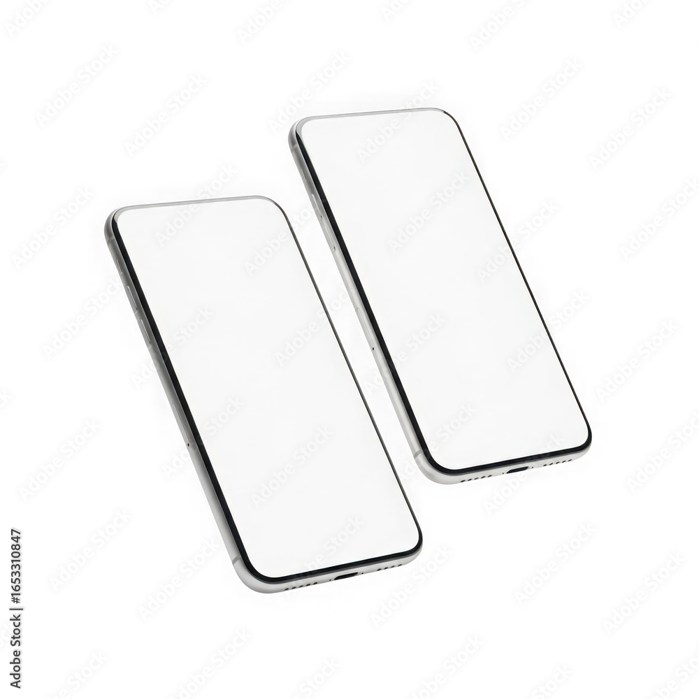 Two modern smartphones isolated on transparent background Two modern smartphones isolated on transparent background