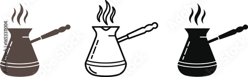 Cezve turkish coffee pot vector illustration set isolated art